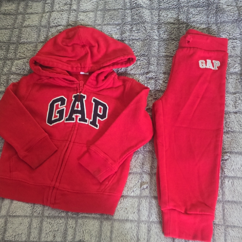 GAP Baby Red Sweatpants and Hoodie Set 3t